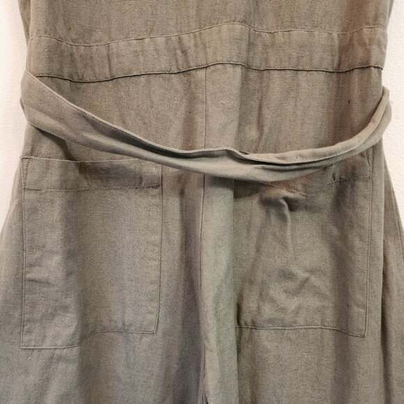 The Shanty corporation Cotton Flax Utility Slvless Jumpsuit Green Women S Chic - Picture 13 of 16